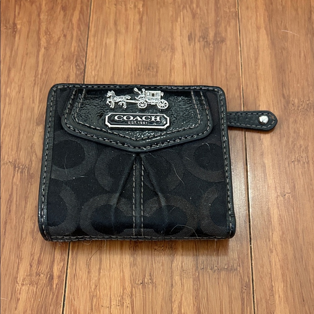 Coach Black Wallet with Silver Accents